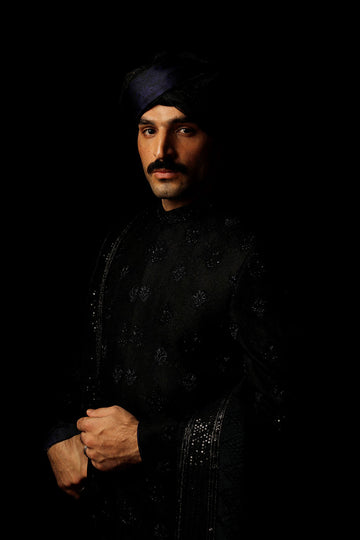 designer black sherwani for groom